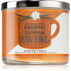 Bath & Body Works Caramel Pumpkin Swirl vonná sviečka s esenciálnymi olejmi 411 g
