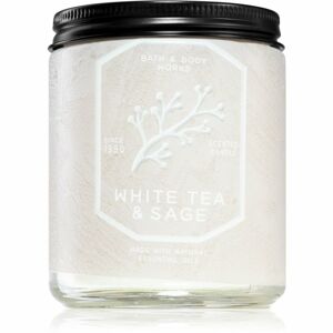 Bath & Body Works White Tea & Sage vonná sviečka s esenciálnymi olejmi 198 g