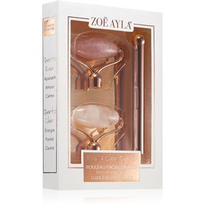 Zoë Ayla Luxurious Rose & Clear Quartz Roller masážny valček na tvár + náhradná hlavica 1 ks