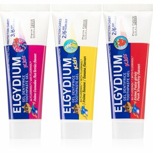 Elgydium Kids zubná pasta pre deti výhodné balenie Mix 3 ks