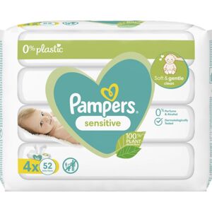 Pampers Sensitive Plastic Free vlhčené čistiace obrúsky pre deti pre citlivú pokožku 4x52 ks