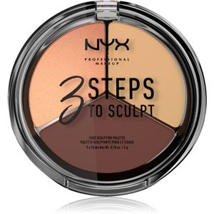 NYX Professional Makeup 3 Steps To Sculpt kontúrovacia paletka na tvár odtieň 02 Light 15 g