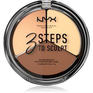 NYX Professional Makeup 3 Steps To Sculpt kontúrovacia paletka na tvár odtieň 03 Medium 15 g