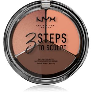 NYX Professional Makeup 3 Steps To Sculpt kontúrovacia paletka na tvár odtieň 04 Deep 15 g