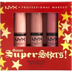 NYX Professional Makeup Gimme SuperStars! Butter Lip Gloss Trio darčeková sada na pery odtieň 01 - Light Nudes