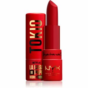 NYX Professional Makeup La Casa de Papel Lipstick vysoko pigmentovaný krémový rúž odtieň 01 - Rebel Red 4 g