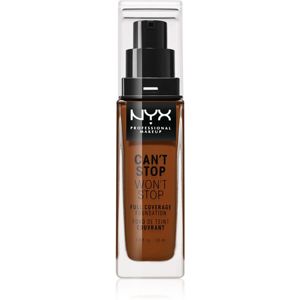 NYX Professional Makeup Can't Stop Won't Stop vysoko krycí make-up odtieň 25 Deep Ebony 30 ml