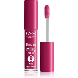 NYX Professional Makeup This is Milky Gloss Milkshakes hydratačný lesk na pery s parfumáciou odtieň 12 Malt Shake 4 ml