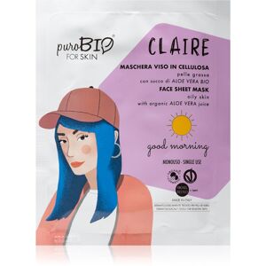 puroBIO Cosmetics Claire Good Morning plátenná maska s hydratačným a upokojujúcim účinkom s aloe vera 15 ml