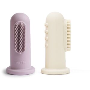 Mushie Finger Toothbrush detská zubná kefka na prst Soft Lilac/Ivory 2 ks