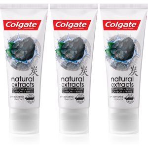 Colgate Natural Extracts Charcoal + White bieliaca zubná pasta s aktívnym uhlím 3 x 75 ml