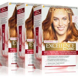 L’Oréal Paris Excellence Creme farba na vlasy 7,43 Blonde Copper odtieň