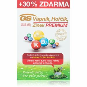 GS Vápnik Horčík Zinok Premium doplnok stravy s minerálmi 130 ks