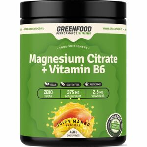 GreenFood Nutrition Performance Magnesium Citrate + Vitamin B6 podpora spánku a regenerácie príchuť juicy mango 420 g