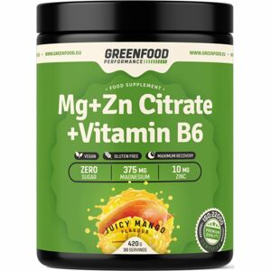 GreenFood Nutrition Performance Mg + Zn Citrate + Vitamin B6 prášok na prípravu nápoja s minerálmi príchuť juicy mango 420 g