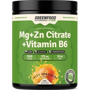 GreenFood Nutrition Performance Mg + Zn Citrate + Vitamin B6 prášok na prípravu nápoja s minerálmi príchuť juicy tangerine 420 g