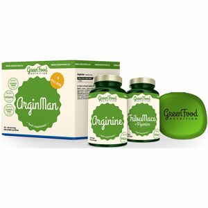 GreenFood Nutrition ArginMan + Pillbox podpora potencie a vitality (darčeková sada)