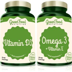 GreenFood Nutrition Omega 3 with Vitamin E + Vitamin D3 sada (na podporu činnosti nervovej sústavy)