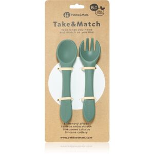 Petite&Mars Take&Match Silicone Cutlery príbor Misty Green 6 m+ 2 ks