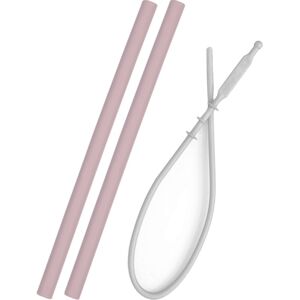 Minikoioi Straw With cleaning brush silikónová rúrka s kefkou Pink 2 ks
