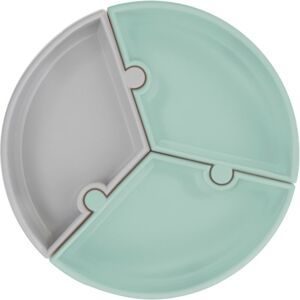 Minikoioi Puzzle River Green/ Grey delený tanier s prísavkou 1 ks