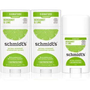 Schmidt's Bergamot + Lime tuhý dezodorant 2x 75 g + 1x 40 g (výhodné balenie)