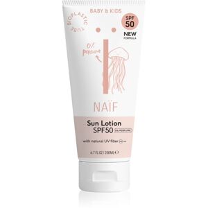 Naif Baby & Kids Sun Lotion SPF 50 opaľovací krém bez parfumácie pre deti od narodenia SPF 50 200 ml