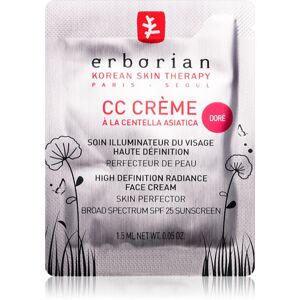 Erborian CC Crème Centella Asiatica rozjasňujúci krém pre jednotný tón pleti SPF 25 malé balenie odtieň Doré 1.5 ml
