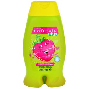 Avon Naturals Kids Swirling Strawberry pena do kúpeľa a sprchový gél 2v1 pre deti 250 ml