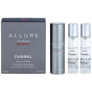 Chanel Allure Homme Sport Eau Extreme toaletná voda (1x plniteľná + 2x náplň) pre mužov 3 x 20 ml