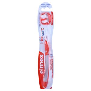 Elmex Caries Protection interX zubná kefka s krátkou hlavou soft transparent/red/orange