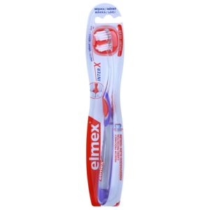 Elmex Caries Protection interX zubná kefka s krátkou hlavou soft transparent/red/purple
