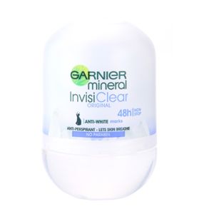 Garnier Mineral Invisi Clear minerálny dezodorant roll-on proti bielym škvrnám 48h 50 ml