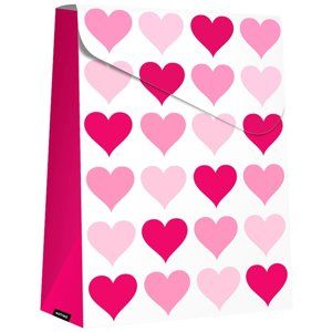 Giftino Wrapping darčeková taška skladacia veľká Pink Hearts