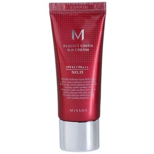 Missha M Perfect Cover BB krém s veľmi vysokou UV ochranou malé balenie odtieň No. 21 Light Beige SPF 42/PA+++ 20 ml